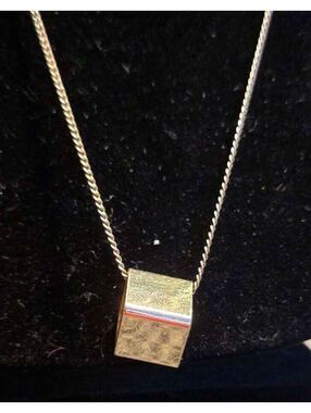 Claire's Gold Tone Cube Pendant Necklace